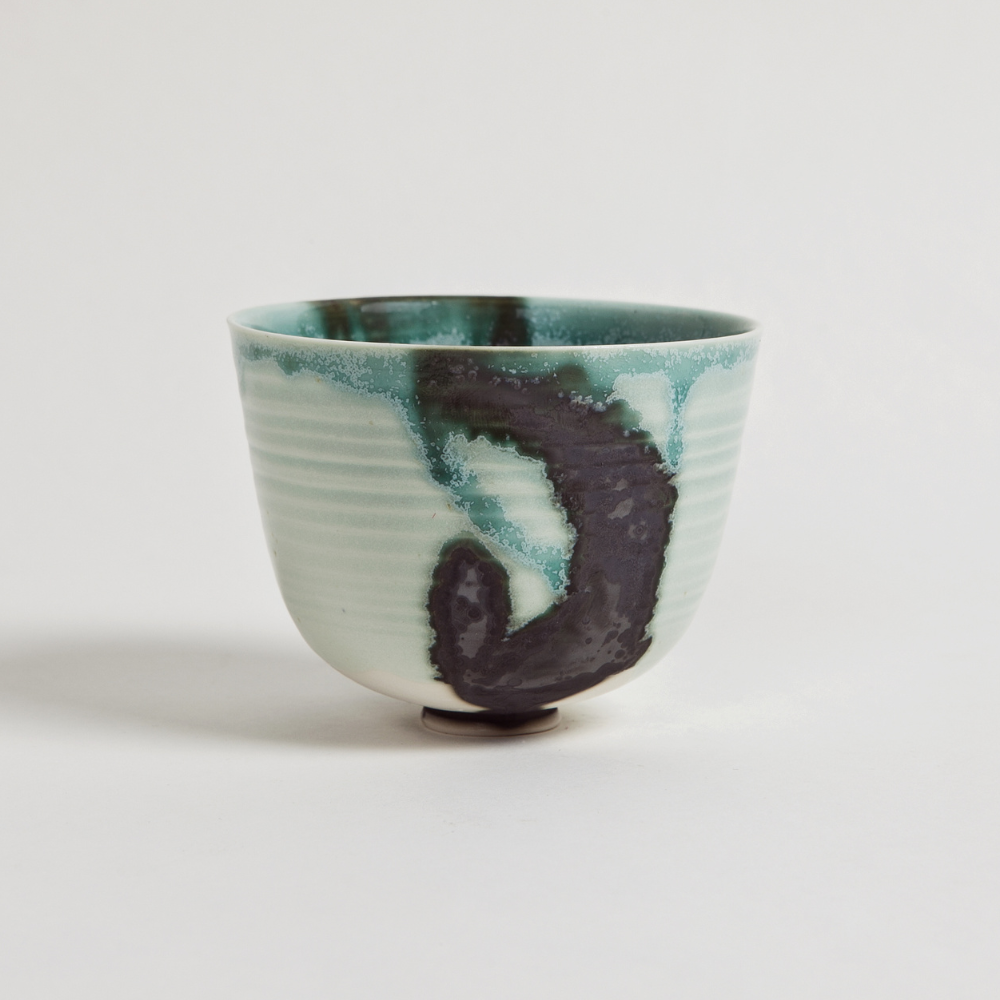Pottery, Thrown porcelain, black glaze inside , oxides and slip tea ceremony, collect table craft studio pottery Italian studio ceramics, collectable ceramics, craft, contemporary ceramics
