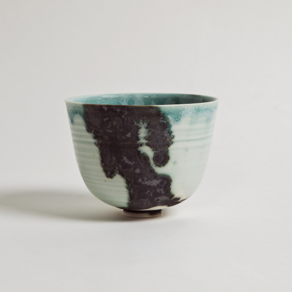 Pottery, Thrown porcelain, black glaze inside , oxides and slip tea ceremony, collect table craft studio pottery Italian studio ceramics, collectable ceramics, craft, contemporary ceramics
